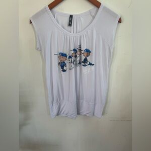 Women White Dodgers Peanuts Graphic Tee